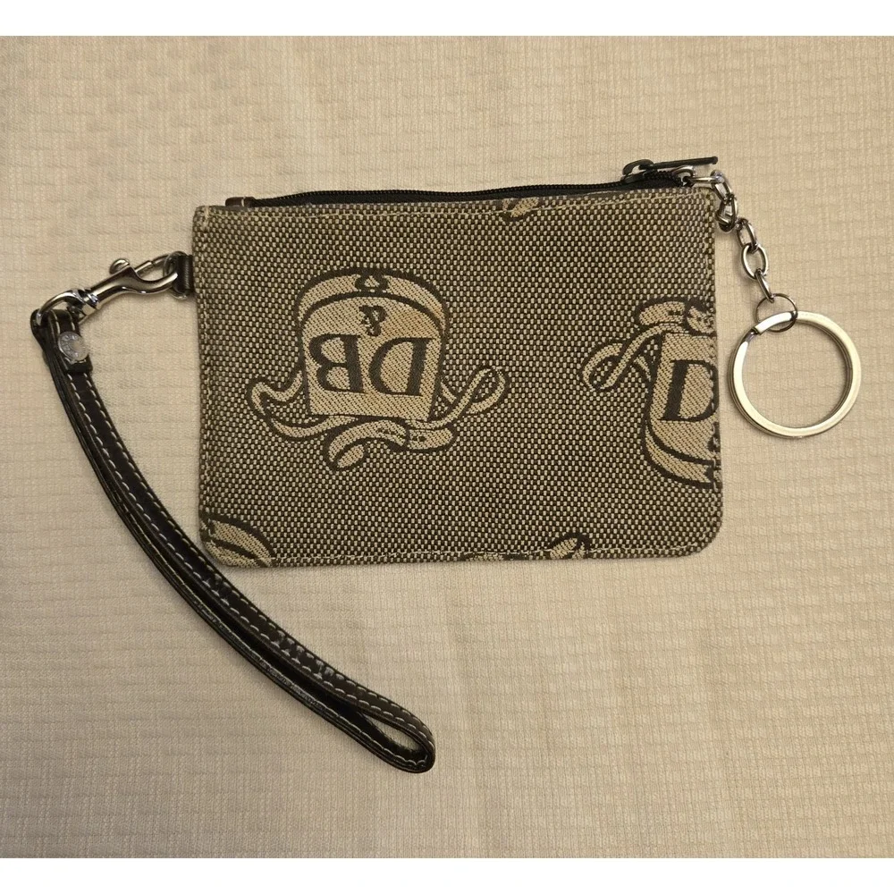 Vintage DOONEY & BOURKE Canvas Wristlet & Keychain Change Purse‎ Donegal Crest